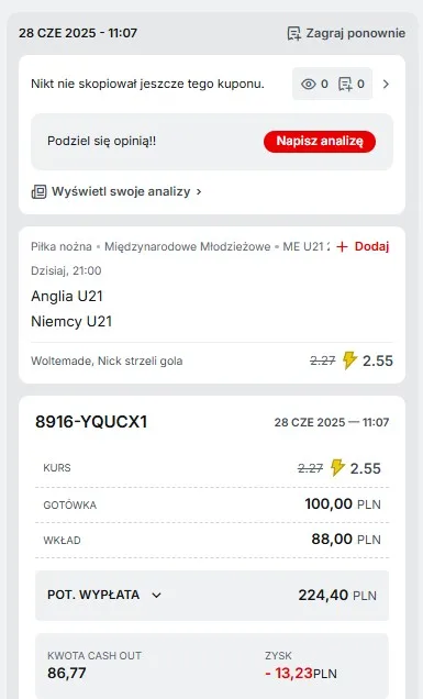 Kupon EURO U21 28.06.