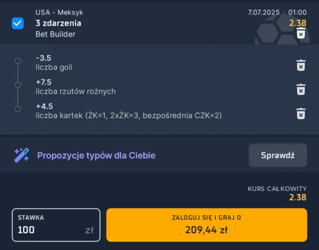 Kupon solo Gold Cup 06.07.2025