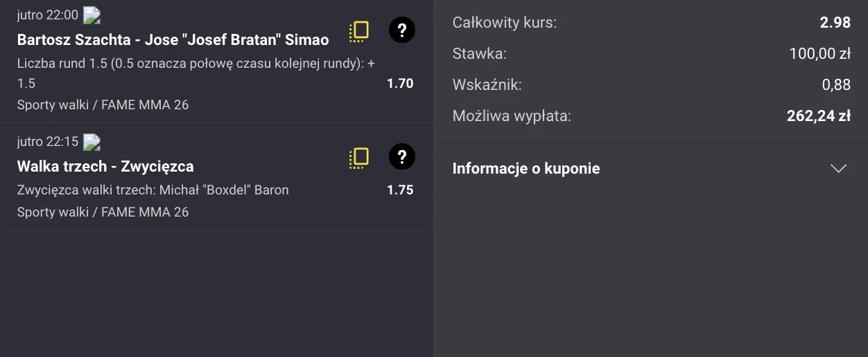 FAME MMA 26 kupon