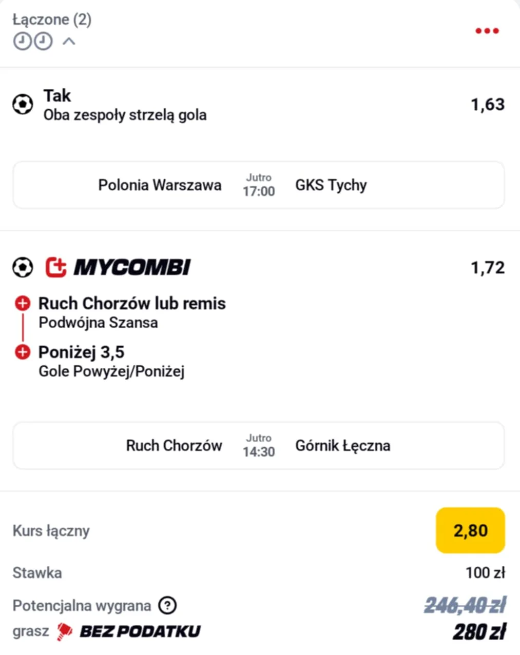 Kupon double 1. Liga 27.07.2025