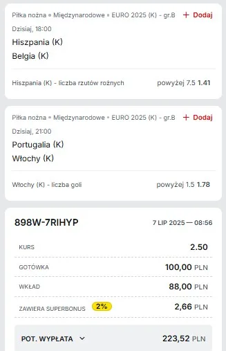 Kupon Superbet EURO 07.07.