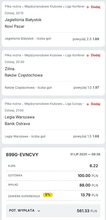 Kupon Superbet 31.07.