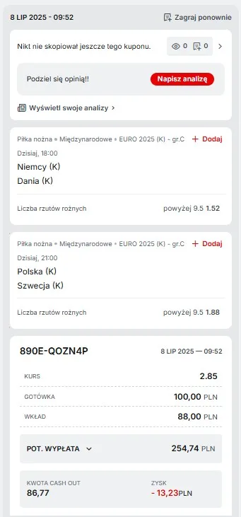 Kupon Superbet EURO 08.07.