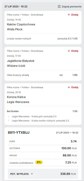 Kupon Ekstraklasa 27.07.