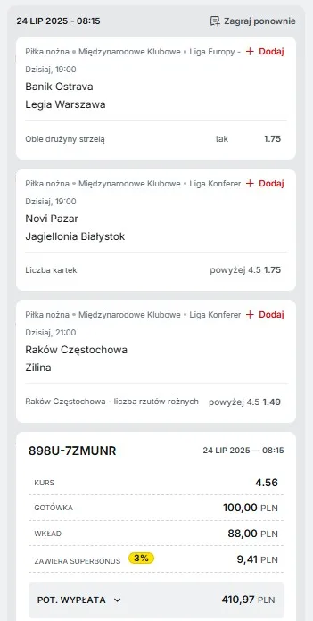 Kupon Superbet LK i LE 24.07.