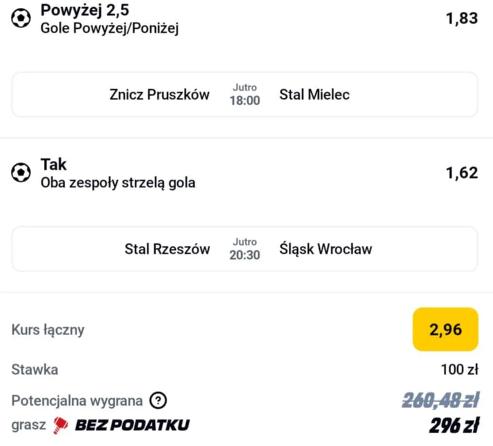 Kupon double 1 liga 25.07.2025