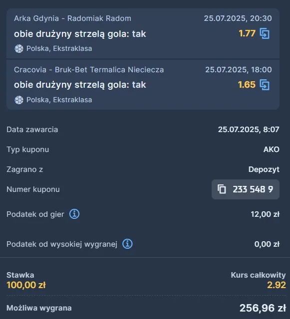 Kupon STS Ekstraklasa 25.07.