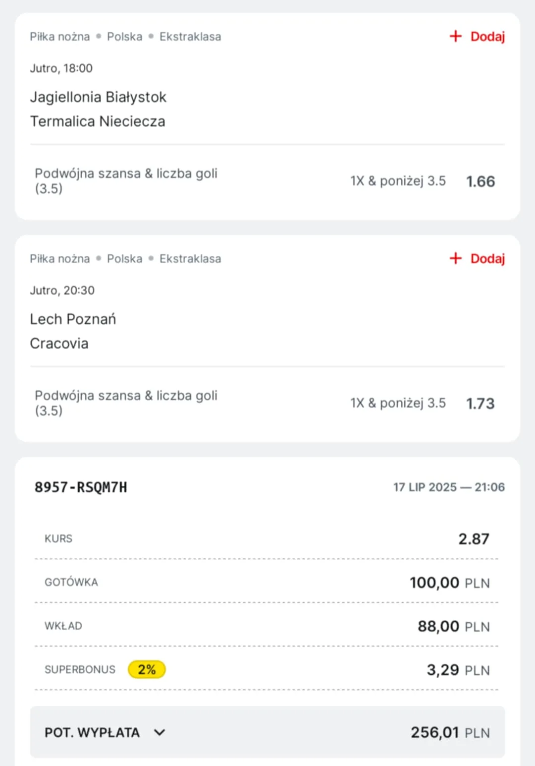 Kupon double 18.07.2025