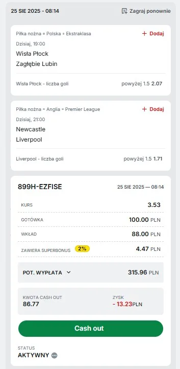 Kupon Superbet 25.08. Anglia i Polska