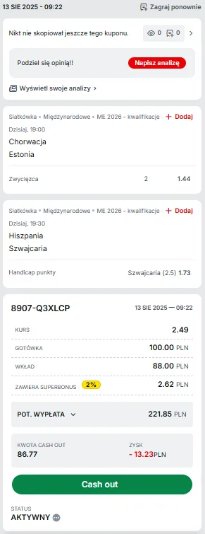 Chorwacja-Estonia-Hiszpania-Szwajcaria-Double-Superbet-kupon