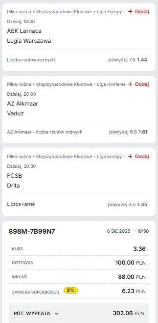 Kupon LK i LE 07.08. Superbet