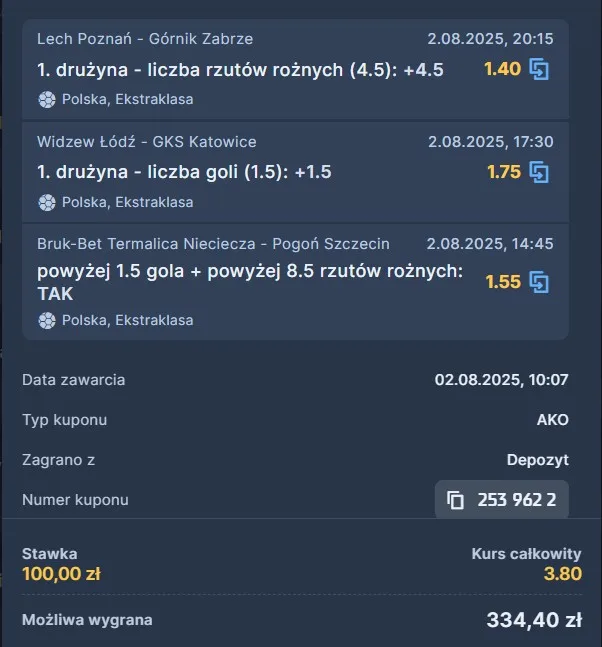 Kupon STS Ekstraklasa 02.08.