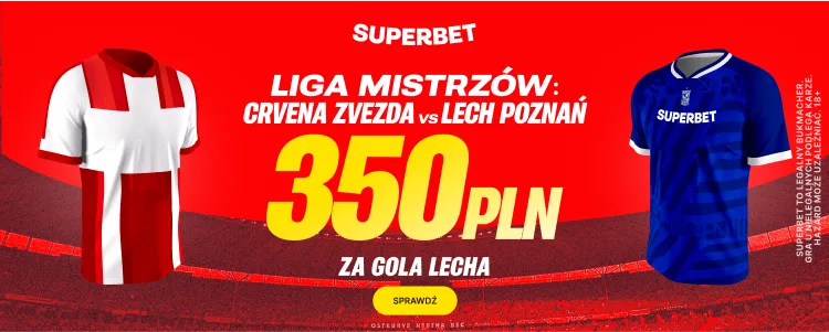 Superbet baner promocyjny na gola Lecha