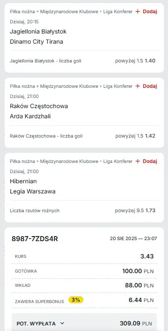Kupon Superbet LK 21.08.