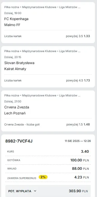 Kupon Superbet LM 12.08.