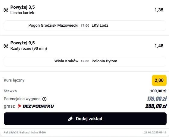 Kupon Betclic AKO 29.09.