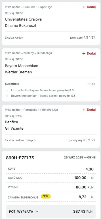 Kupon Superbet pilka 26.09.