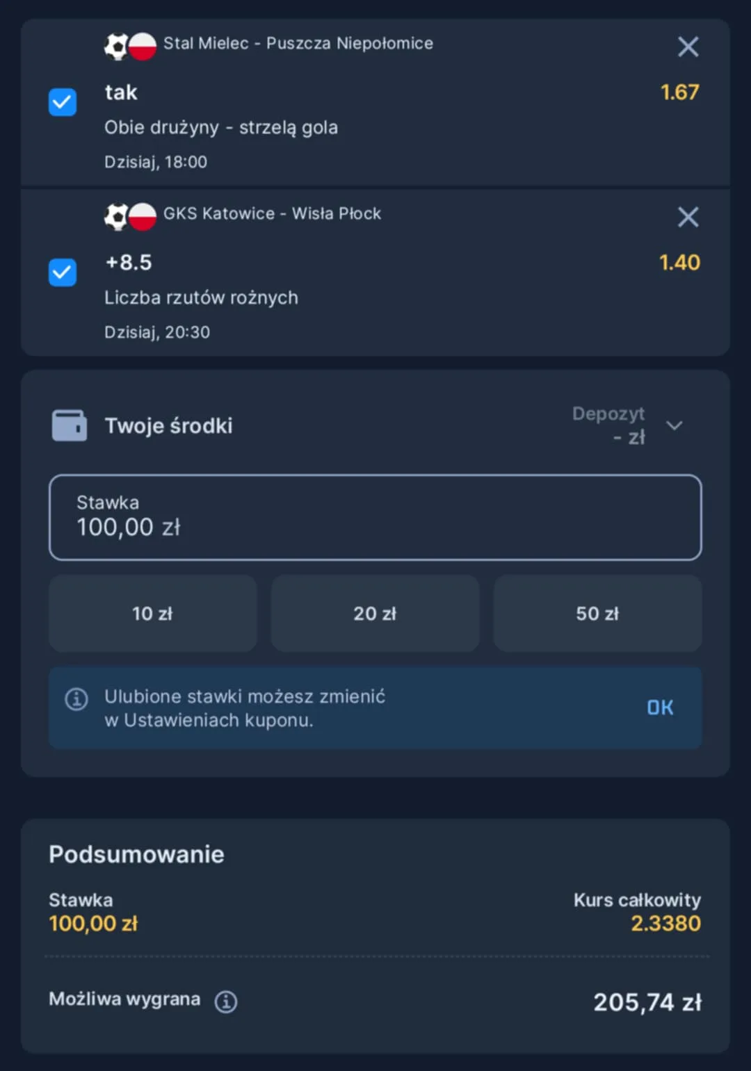 Kupon double Puchar Polski, 23.09.2025