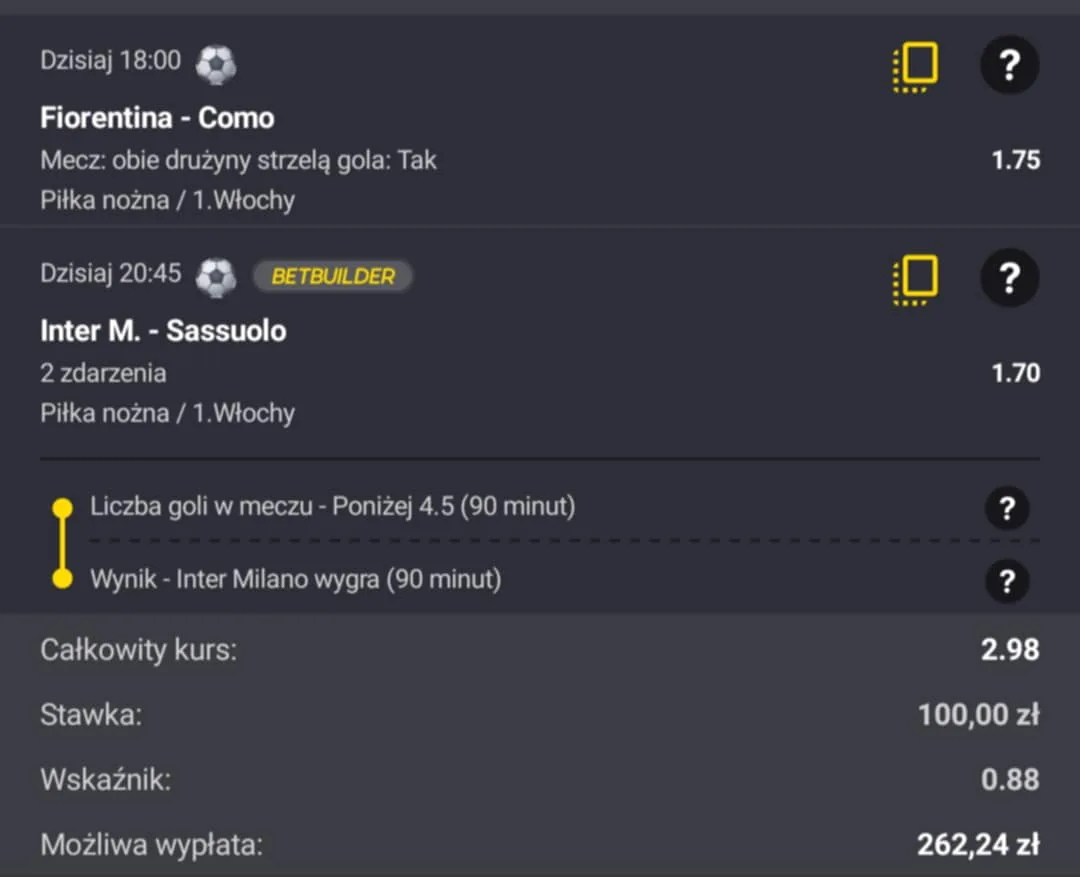 Kupon double Serie A, 21.09.2025