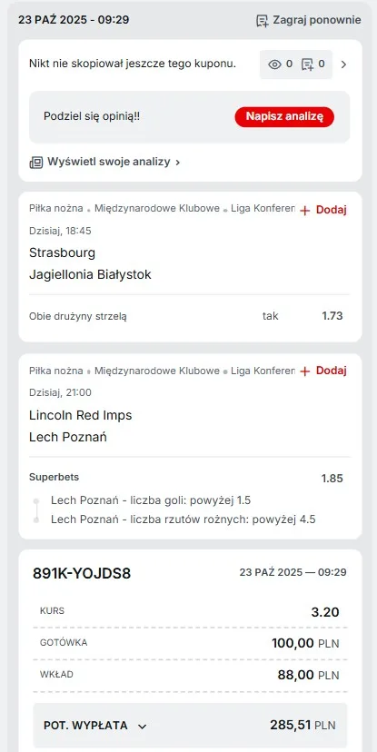 Kupon Superbet LK 23.10.