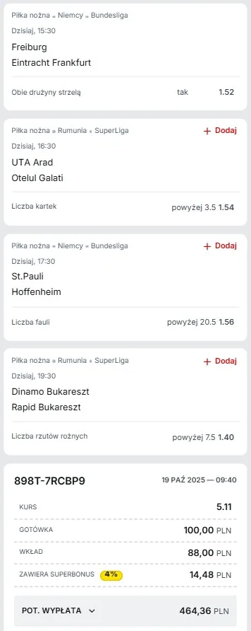 Kupon Superbet Niemcy i Rumunia 19.10.