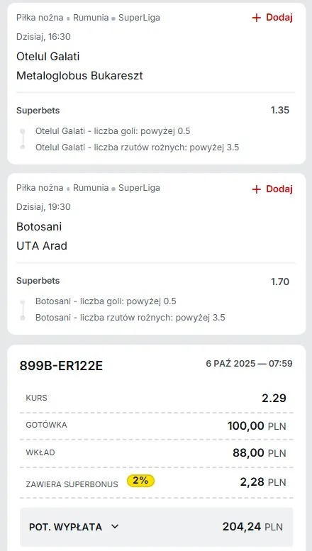 Kupon Rumunia Superbet