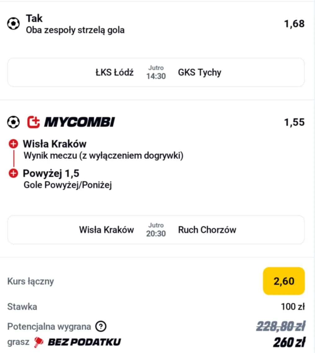Kupon double 1. Liga 05.10.2025