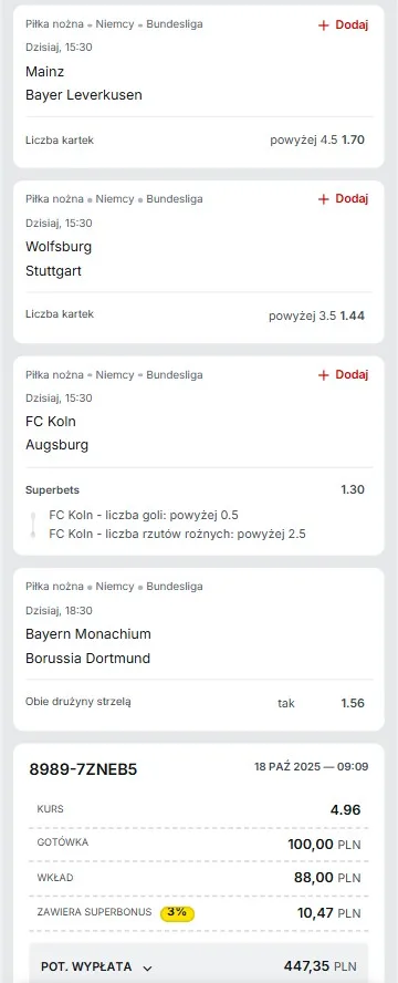 Kupon Bundesliga 18.10.