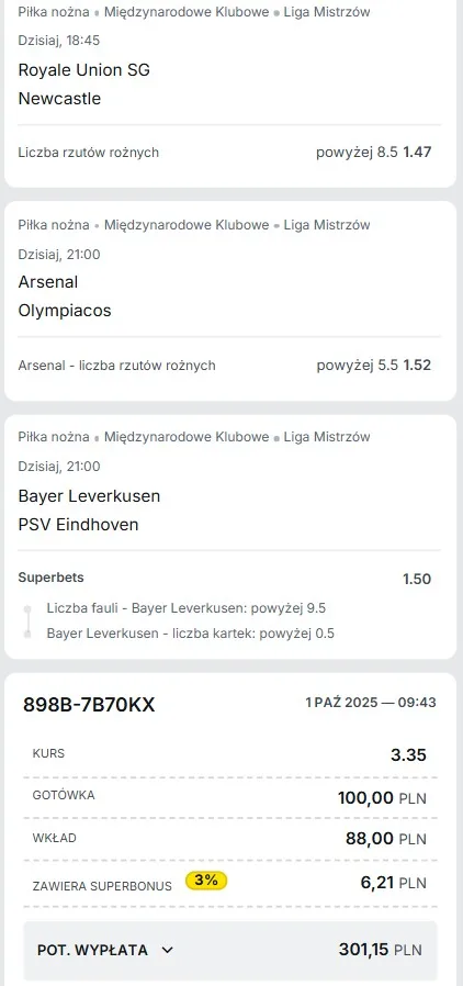 Kupon Superbet LM 01.10.