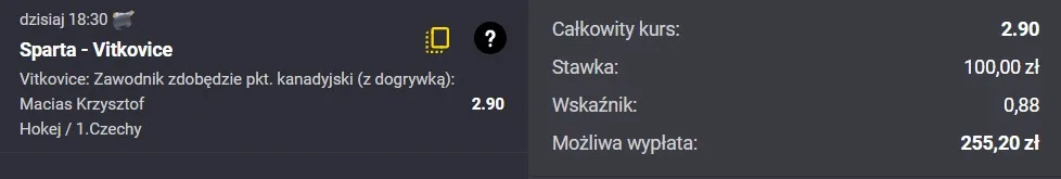 Kupon Fortuna hokej 22.10.