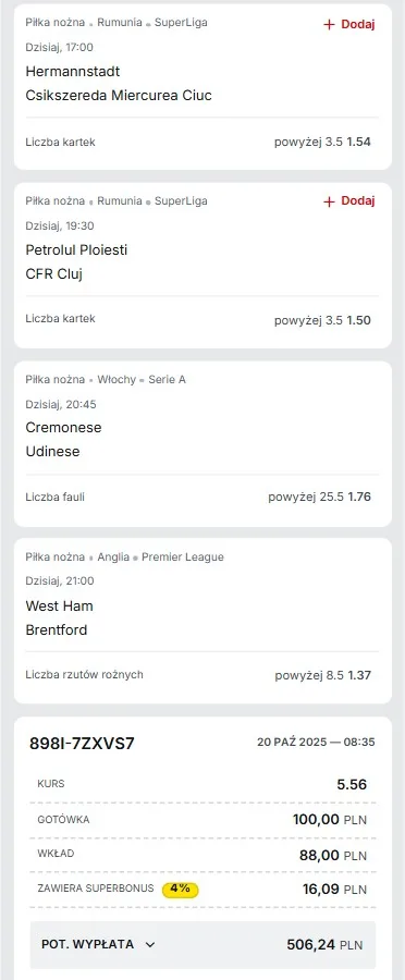 Kupon Superbet 20.10.