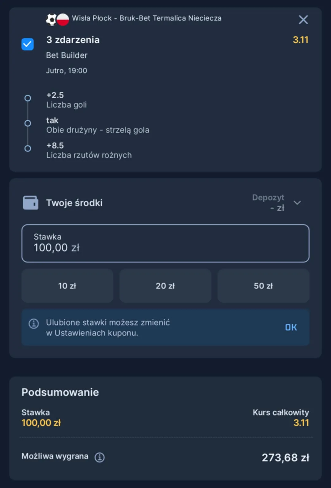 Kupon single Ekstraklasa 20.10.2025