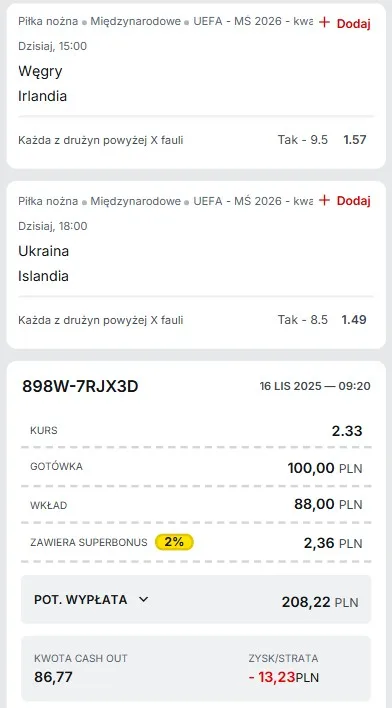 Kupon Eliminacje 16.11.