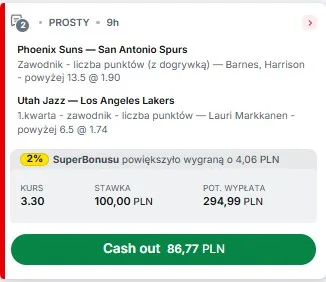 Kupon NBA w Superbet w dniu 23.11.2025