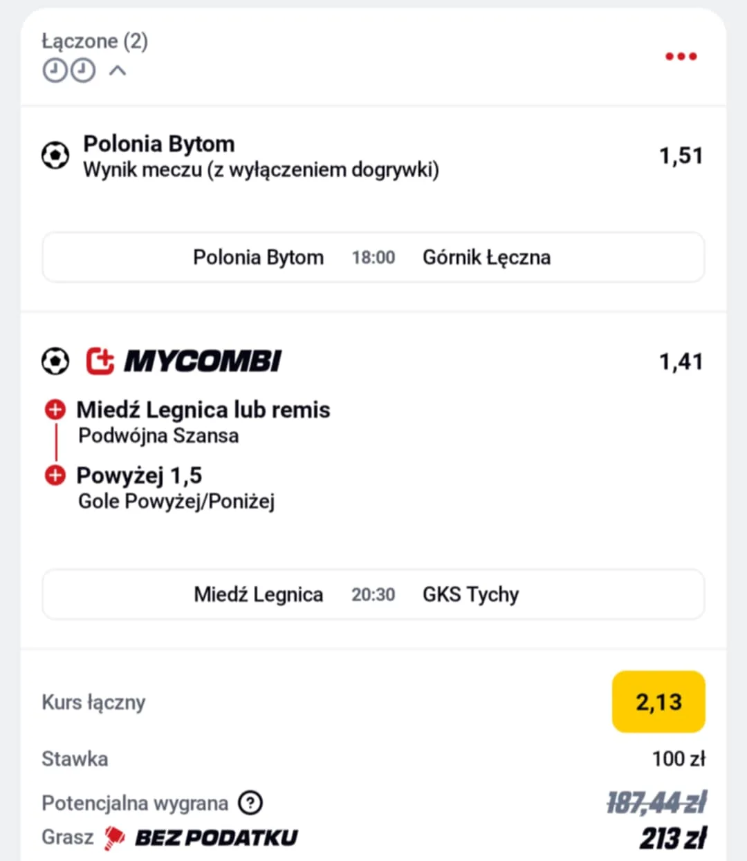 Kupon double 1. Liga, 28.11.2025