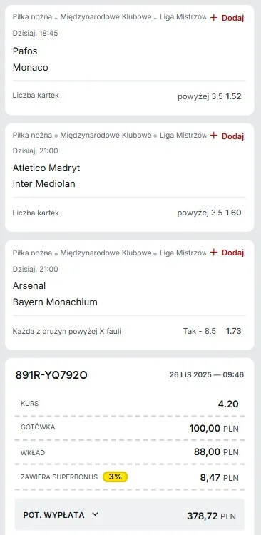 LM 26.11. Superbet kupon