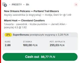 Kupon NBA w Superbet w dniu 12.11.2025