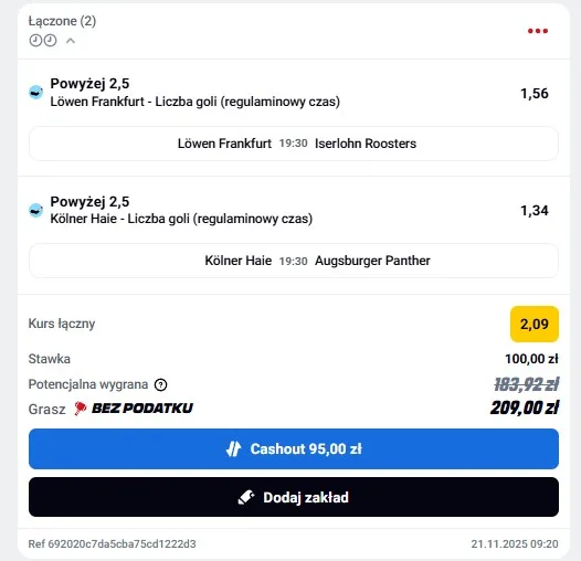 Kupon Betclic DEL 21.11.