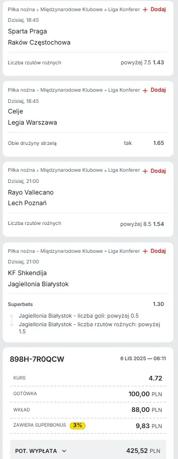 Kupon LK Superbet 06.11.