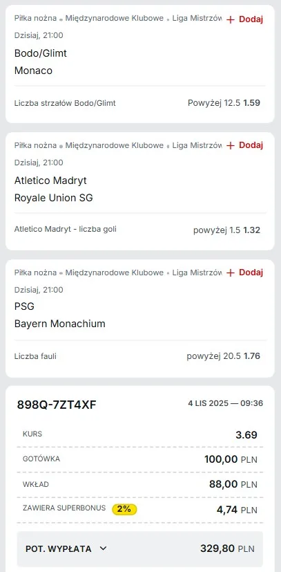 Kupon Superbet LM 04.11.