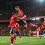 Piłkarze Hiszpanii radość vs Gruzja