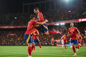 Piłkarze Hiszpanii radość vs Gruzja