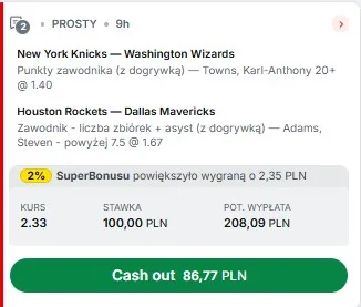 Kupon NBA w Superbet w dniu 03.11.2025