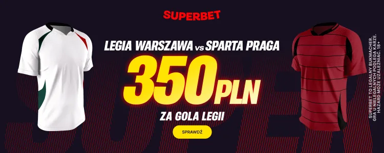 Promocja Superbet na mecz Legia Warszawa - Sparta Praga