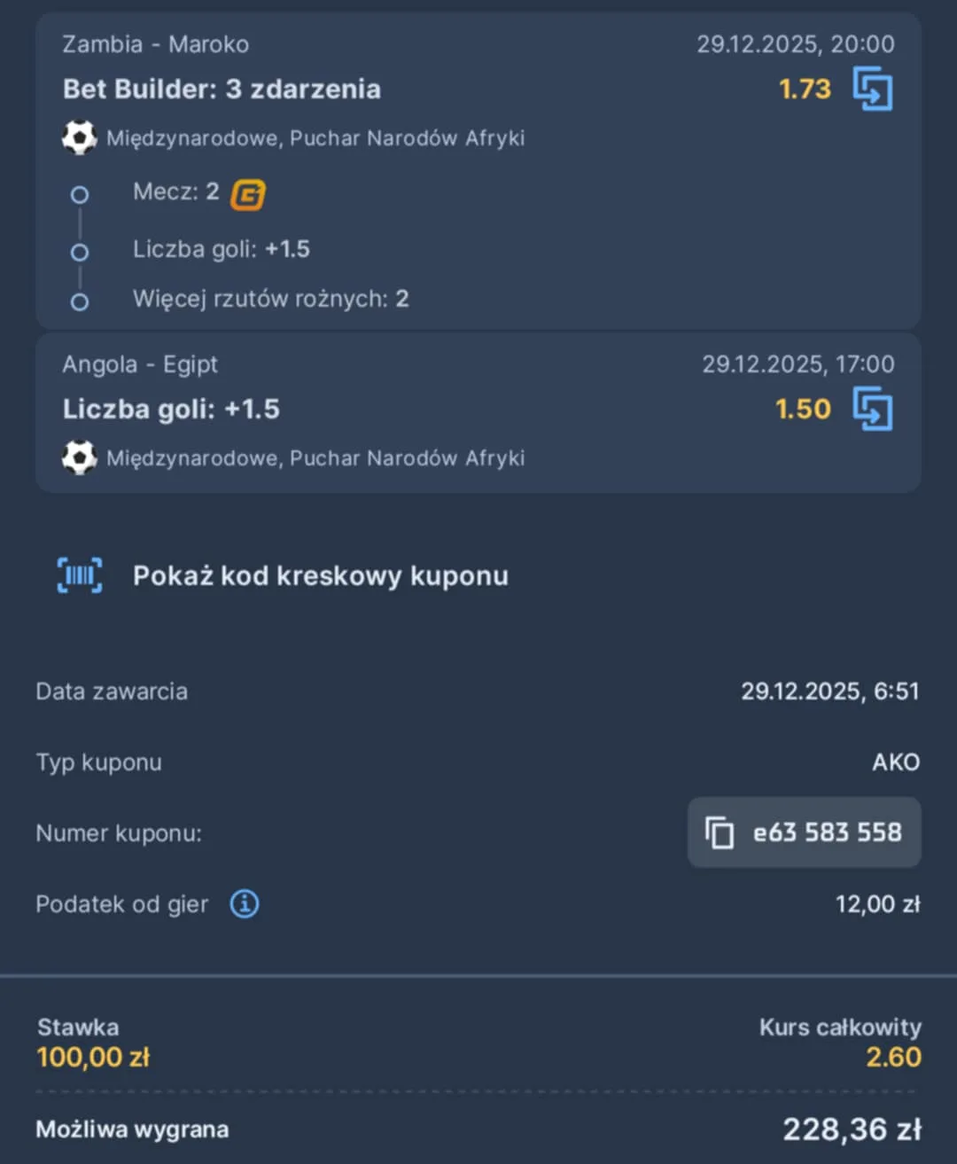 Kupon double PNA, 29.12.2025