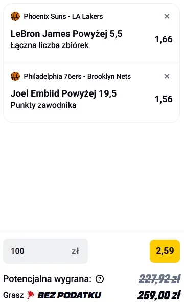 Kupon NBA w Betclic w dniu 23.12.2025