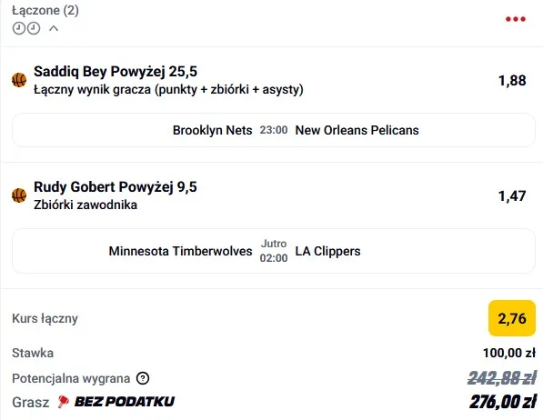 Kupon NBA w Betclic w dniu 06.12.2025