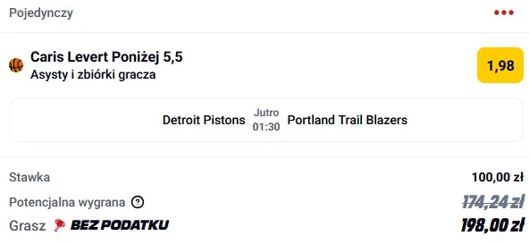 Kupon NBA w Betclic w dniu 05.12.2025