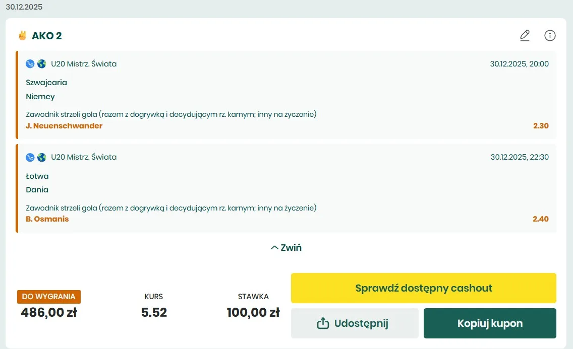 Kupon MŚ U20 BETFAN