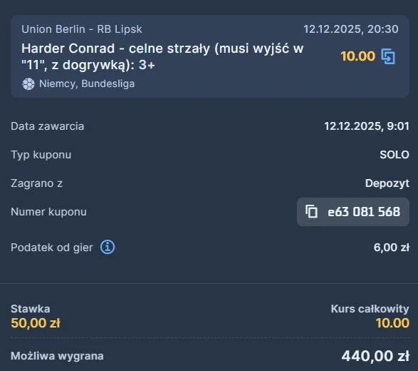 Kupon Harder STS 2 12.12.